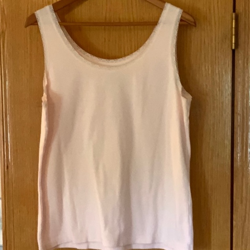 Beautiful pale pink lace trim Tank Top, XL